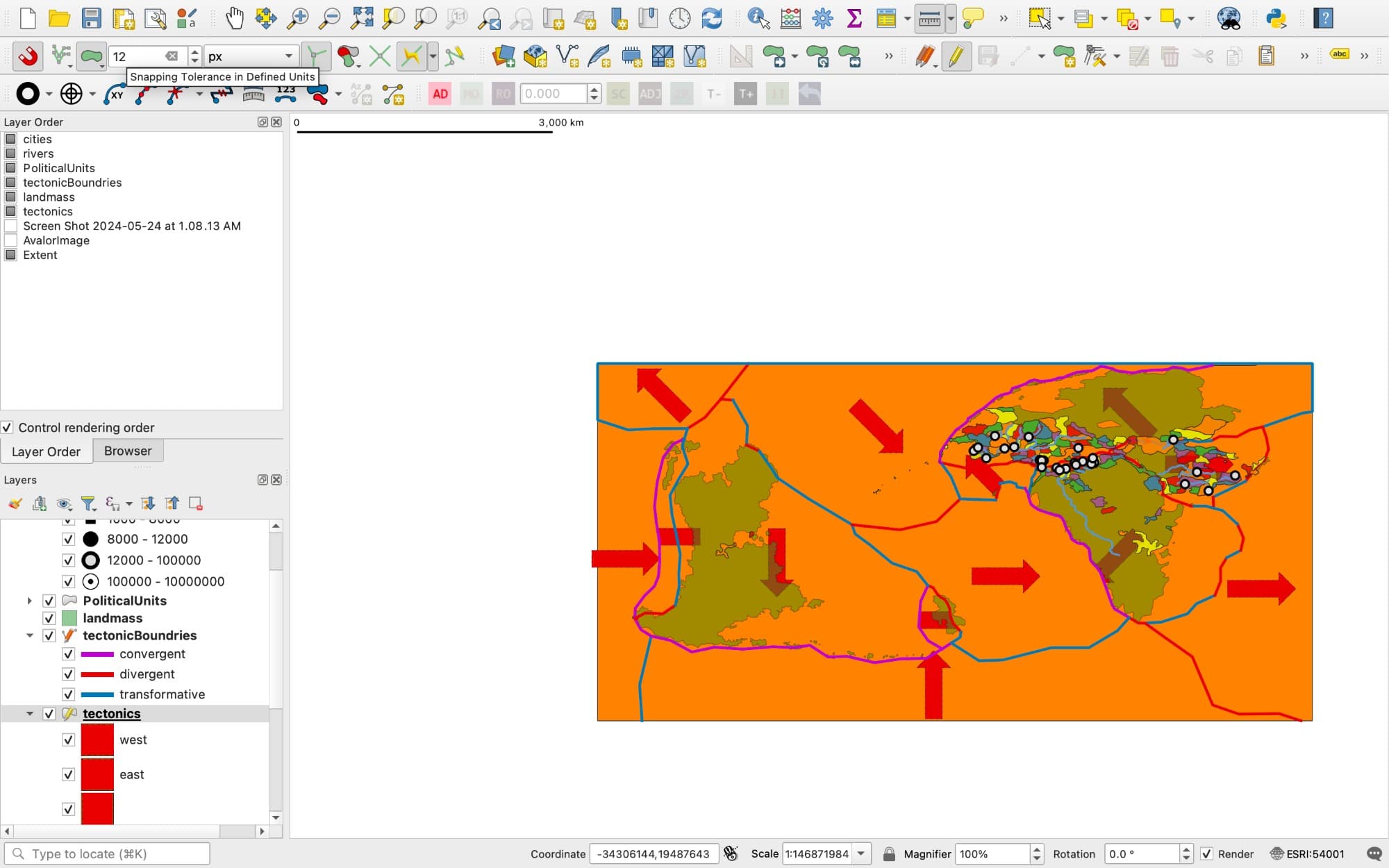 Tectonic plates and boundaries